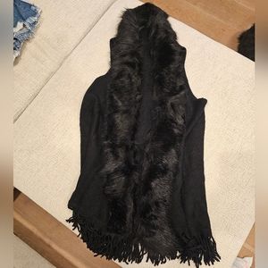 Black Faux Fur Vest One Size Fits Most